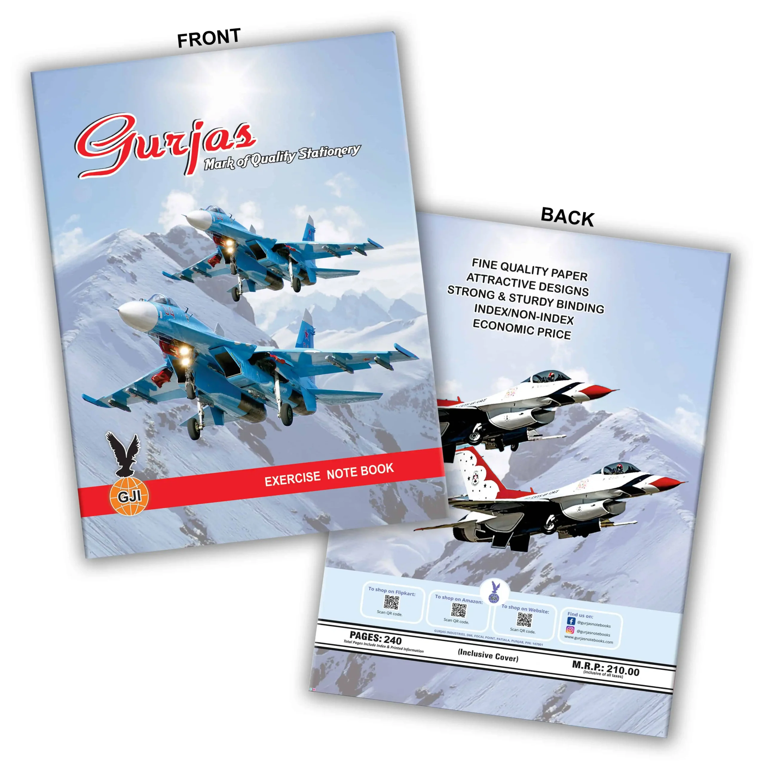 Small Notebooks Pack of 8 – Fighter Jet Design | Gurjas - Image 3